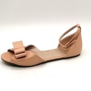 Place Womens Flat Heel Open Toe Ankle Strap Sandal Cushioned Pink Glitter Sz 6